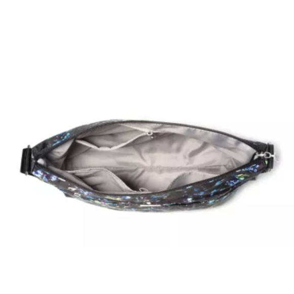 NWT Baggallini Black and Blue Floral Shoulder Bag - Picture 4 of 10